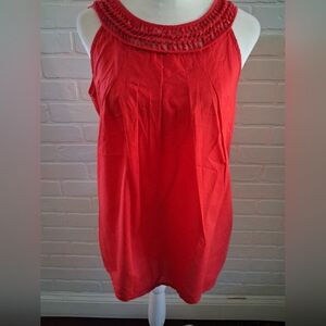 LOFT Red Crochet Yoke Sleeveless Tank